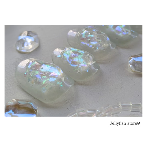 14｜Crash✧氷ネイル /// Aurora × クリアパーツ シンプル
