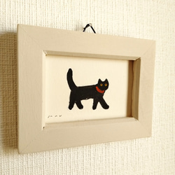小さな絵　原画「黒猫」※木製ミニ額縁入り 5枚目の画像