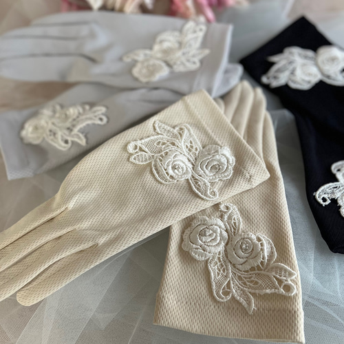 さえら♪豪華花柄レース UVカット手袋 ✨ Amazon | [TKY-csheep] グローブ UVカット レディース手袋
