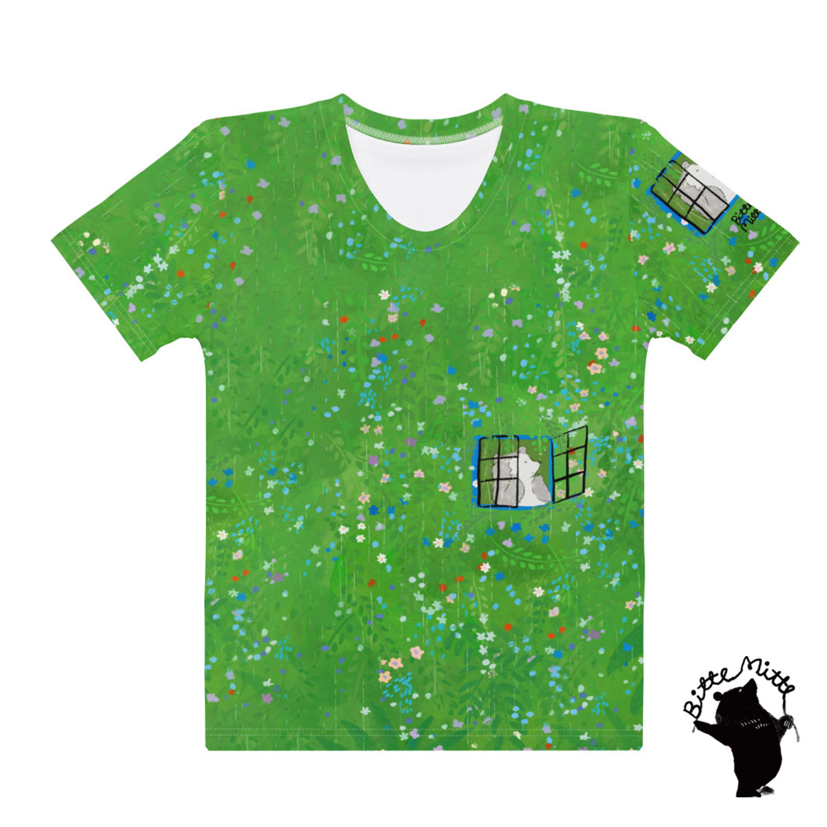Tシャツ 半袖 レディース 女性 全面プリント 緑 植物 ボタニカル