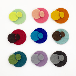 2色羊毛フェルトパーツセット＊丸型直径40・25・15㎜ その他素材