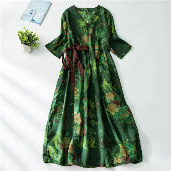 リネンワンピース、マキシワンピース、ロング丈スカート