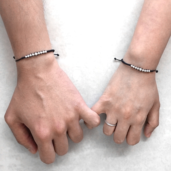 情侶浪漫銀珠手繩 | 銀手鍊 | 純銀手鍊|情侶手鍊|銀珠手鍊(套裝) 第1張的照片