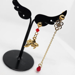 k18キラキラペタルチェーンフープピアス k18ピアス 18金ピアス 気分が