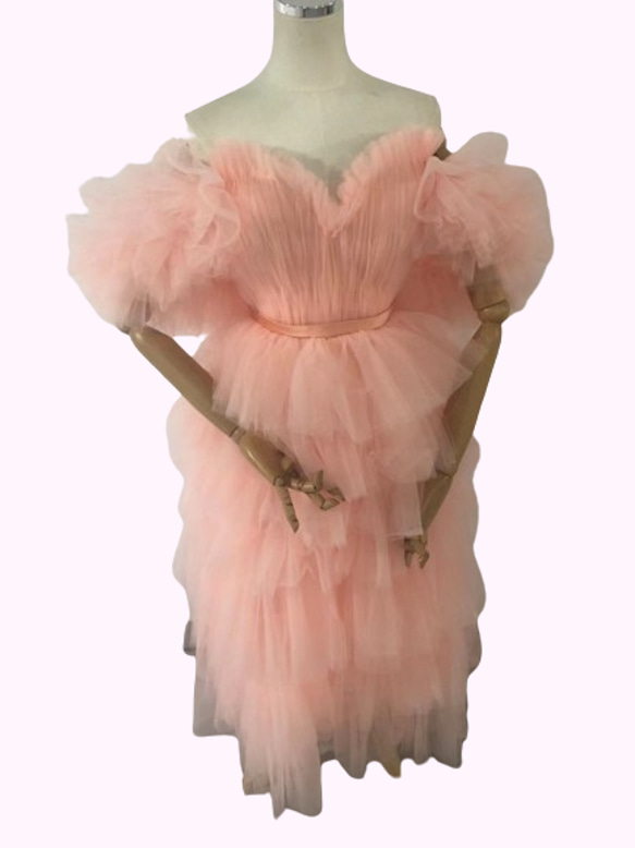 豪華！ 披露宴 パーティードレス ホワイト オフショル 柔らかく重ねた  