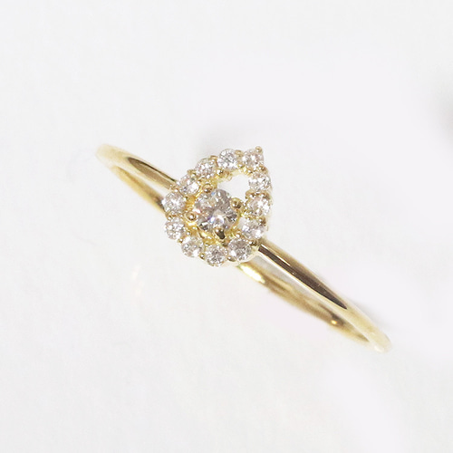 k18 しずく 0.12ct 天然ダイヤモンド リング 指輪 雫 涙 ティア