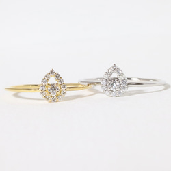 k18 しずく 0.12ct 天然ダイヤモンド リング 指輪 雫 涙 ティア