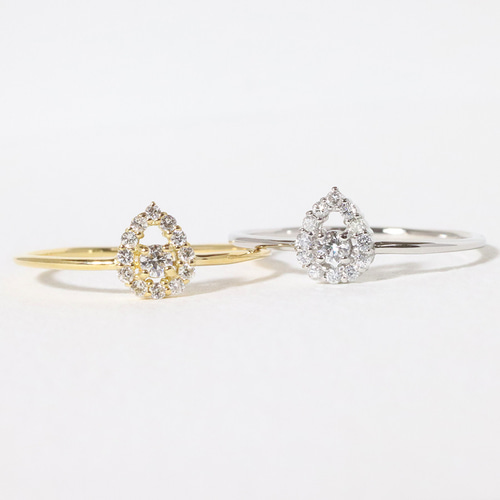 k18 しずく 0.12ct 天然ダイヤモンド リング 指輪 雫 涙 ティア  