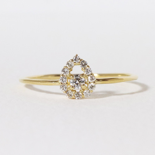 k18 しずく 0.12ct 天然ダイヤモンド リング 指輪 雫 涙 ティア
