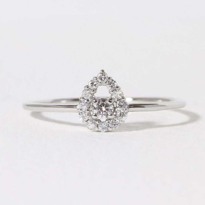 Pt900 プラチナ しずく 0.12ct 天然ダイヤモンド リング 指輪 雫 涙 ティアドロップ YG WG PG 涙