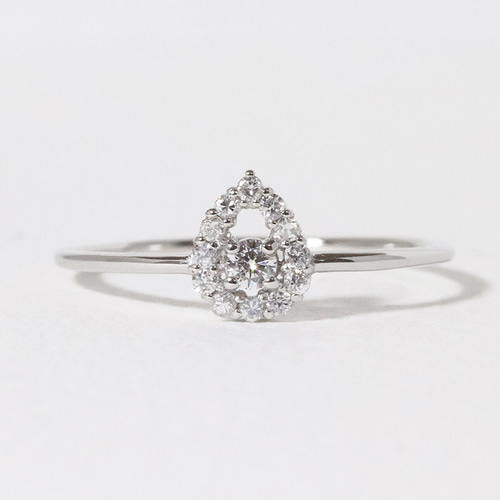 Pt900 プラチナ しずく 0.12ct 天然ダイヤモンド リング 指輪 雫 涙 