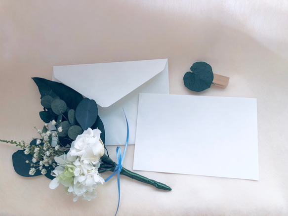 プリザーブドフラワー/花束付きレターセット/白薔薇/窓付きギフトボックス付（お手紙にミニ花束を添えた贈り物） 7枚目の画像