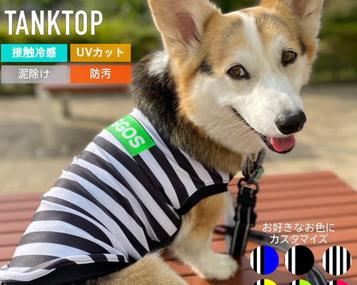 コーギー コーギー服 冷感 タンクトップ 泥除け 撥水 ボーダー cool