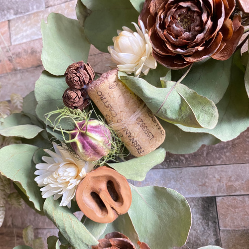 ドライフラワー スワッグ リース ワインコルク W7 ドライフラワー