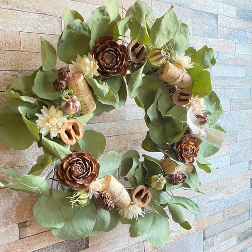 ドライフラワー スワッグ リース ワインコルク W7 ドライフラワー