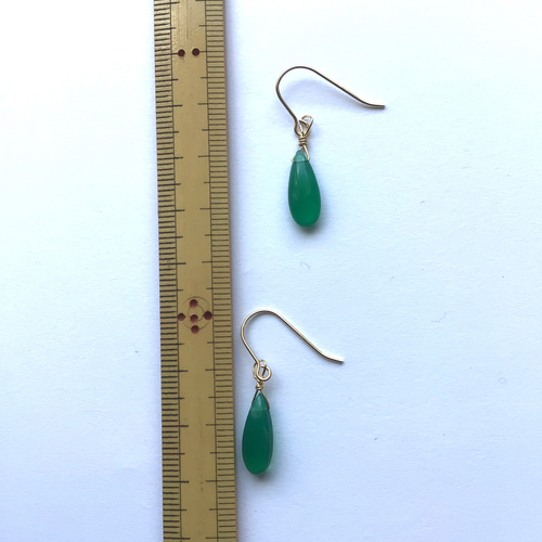 数量限定】14kgf♢グリーンオニキスのロングドロップピアス