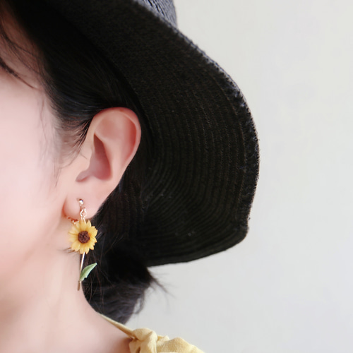 数量限定価格】※数量限定※お花標本〔ひまわり〕ピアス/イヤリング