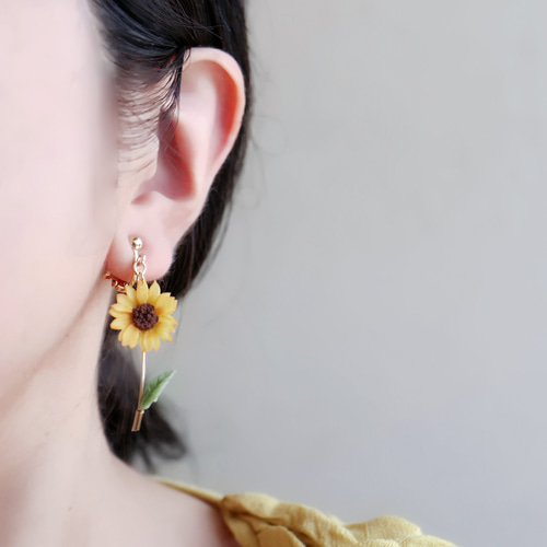 数量限定価格】※数量限定※お花標本〔ひまわり〕ピアス/イヤリング