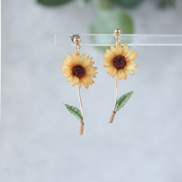 数量限定価格】※数量限定※お花標本〔ひまわり〕ピアス/イヤリング