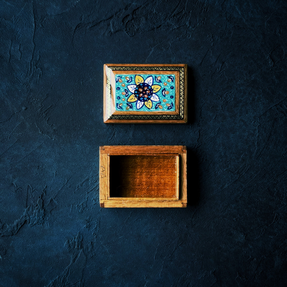 ペルシャの象嵌細工（寄木細工）ミニサイズ 小箱【ハータムカーリー062】 10枚目の画像