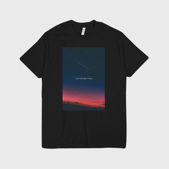 【New!】Starry Graphic Tee Shirt｜流星柄メッセージTシャツ - 星に願いを -【限定販売♪】 1枚目の画像