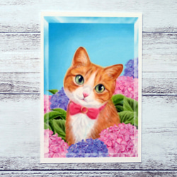 ポストカード３枚セット〈～tiédeur ～紫陽花と茶白猫〉 2枚目の画像