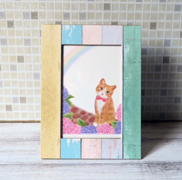 ポストカード３枚セット〈～tiédeur ～紫陽花と茶白猫〉 6枚目の画像