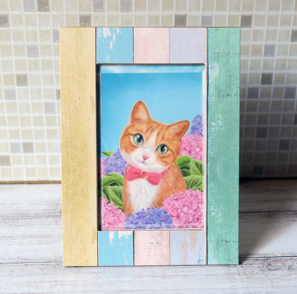 ポストカード３枚セット〈～tiédeur ～紫陽花と茶白猫〉 5枚目の画像