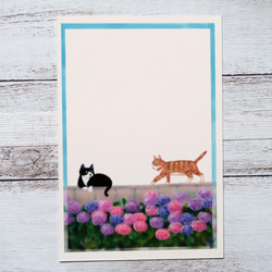 ポストカード３枚セット〈～tiédeur ～紫陽花と茶白猫〉 4枚目の画像