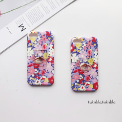 カラフルフラワー 花柄 ◆ iPhone各種 バンカーリング 付き♥ シリコン素材 ショルダー可 スマホケース 1枚目の画像
