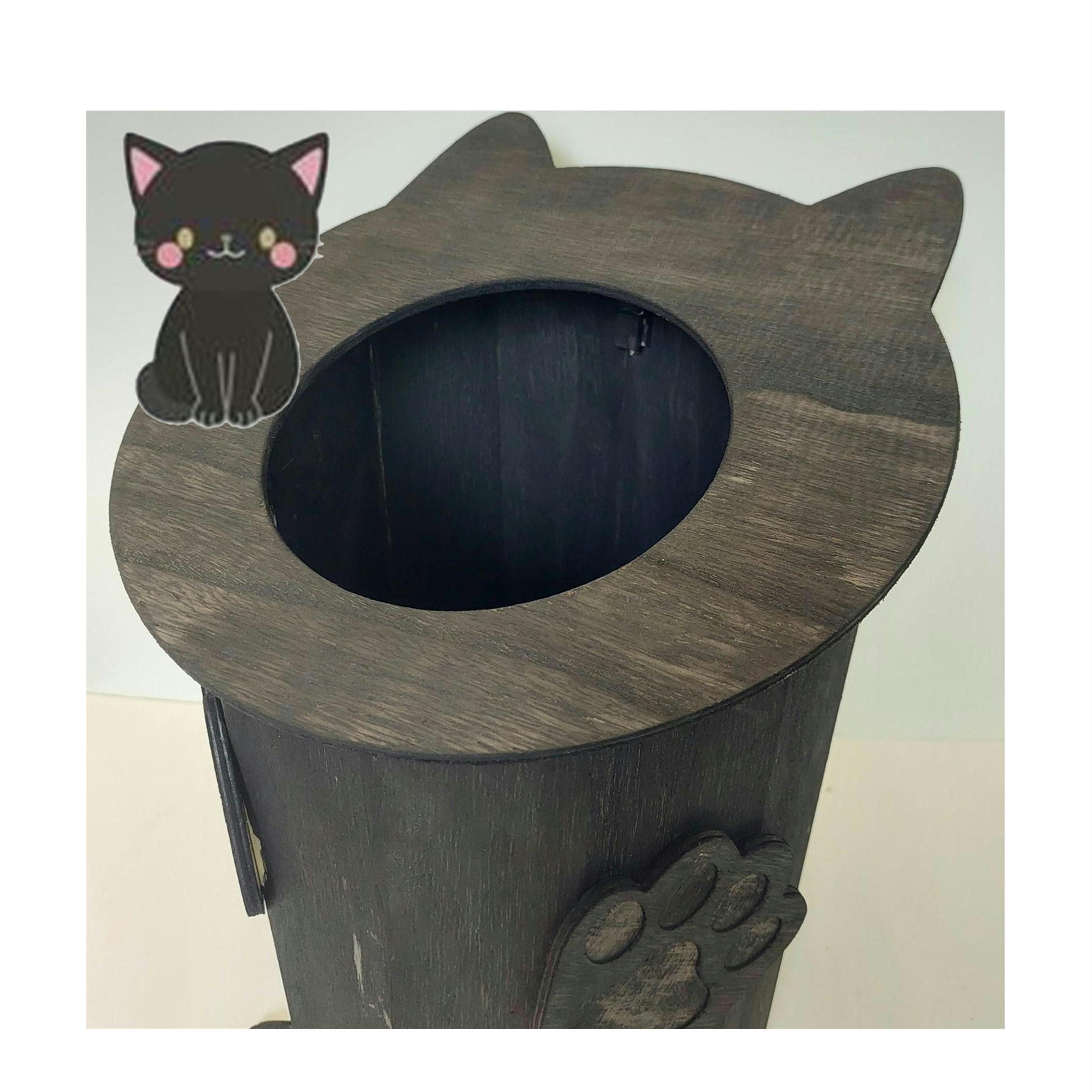 【受注生産】ねこのごみ箱　ダストボックス　黒猫（ブラック）