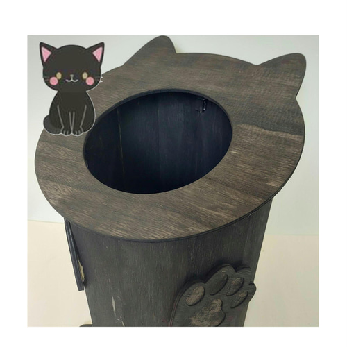 受注生産】ねこのごみ箱 ダストボックス 黒猫（ブラック） ゴミ箱  