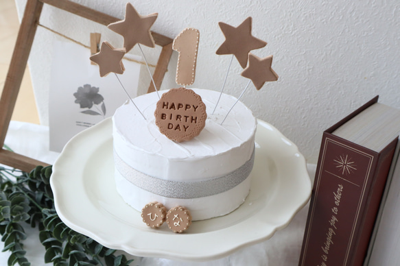人気商品☆1歳　誕生日　バースデークレイケーキトッパー　ケーキトッパー 4枚目の画像