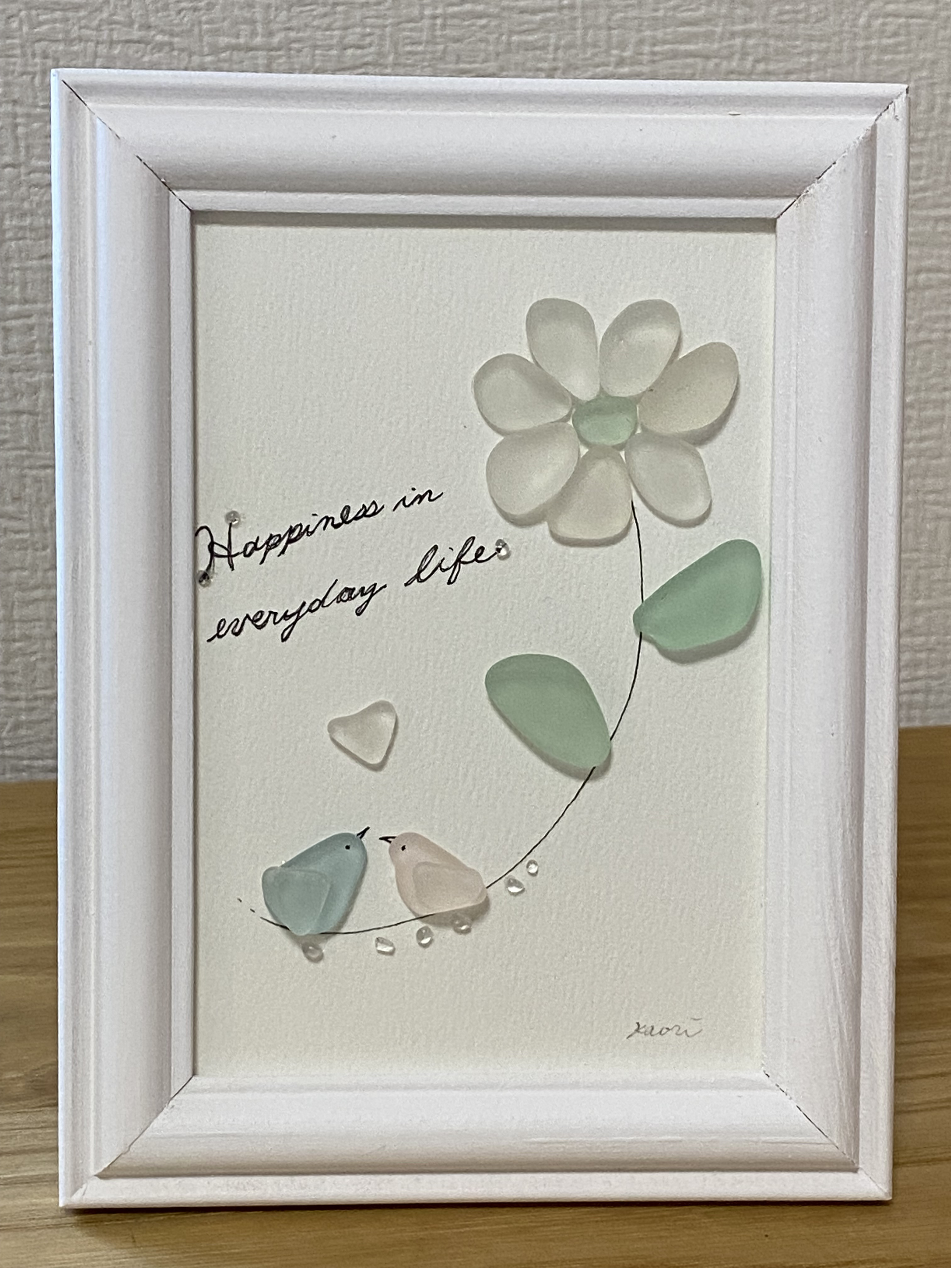 幸せな日常 シーグラスアート 小鳥 お花 その他アート nananiji