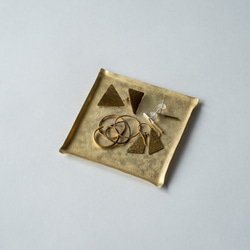 真鍮の四角皿/SS-砂肌　アクセサリートレイ　茶托　コースター　豆皿 7枚目の画像
