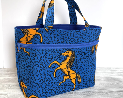 送料無料》アフリカ布 トートバック 馬柄 アフリカン トートバッグ