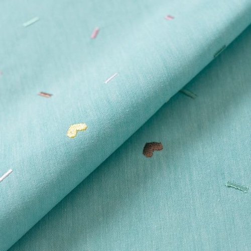 刺繍生地 【チョコスプレー/ミントグリーン】 カットクロス 綿