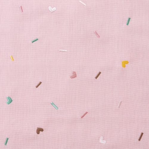 刺繍生地 【チョコスプレー/ピンク】 カットクロス 綿ポリ 生地 nico