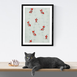 【NO.398】金魚の日本画アートポスター☆赤色夏祭り和室インテリア和モダン和柄大正ロマン☆A5A4A3A2A1B5B4 11枚目の画像