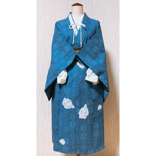 展示品　◇着物リメイク◇  セットアップ　若草色　ベルト付き　1点もの 54628092aee935d29d8da88e650ace