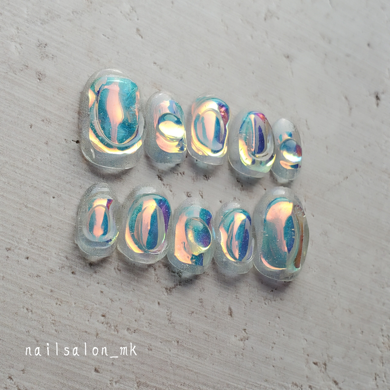 ちゅるんネイル ワンホンネイル 韓国ネイル 氷ネイル