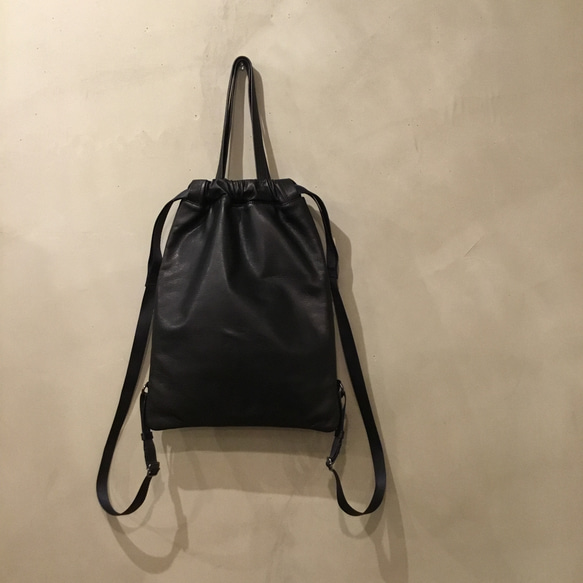 巾着トートリュック Ｓサイズ。／レスデザイン-Less(レス)／神戸元町革鞄 -LESS(レス) 大人の帆布＆レザートリムミニスリムリュック新色ダークグリーン&ベージュNew!! H1520609842(11550円)