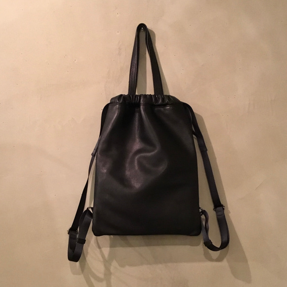 巾着トートリュック Ｓサイズ。／レスデザイン-Less(レス)／神戸元町革鞄 -LESS(レス) 大人の帆布＆レザートリムミニスリムリュック新色ダークグリーン&ベージュNew!! H1520609842(11550円)