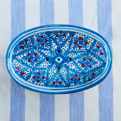 ソープディッシュ 　手描き陶器　ブルー　55 3枚目の画像