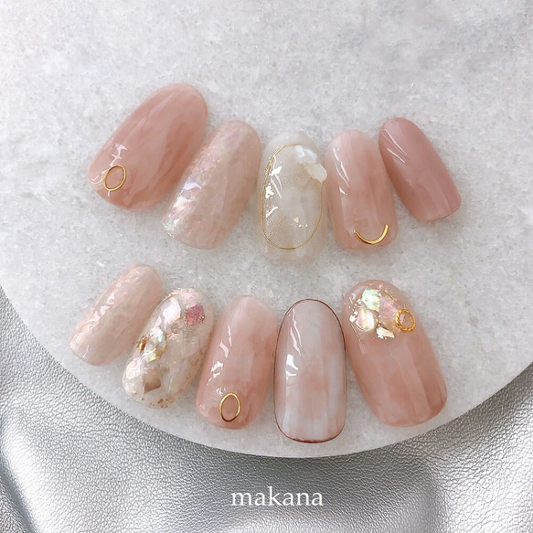 大人可愛い*ピンクのネイルチップ 結婚式 成人式 お呼ばれ