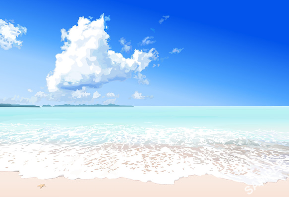 A3サイズ「真夏の海」ハクバ（ホワイト） 4枚目の画像