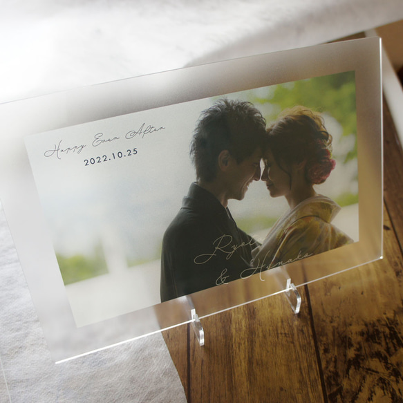 ウィング  メモリアルアクリルプレート マット加工　木製ボックス付き 両親に贈る感謝状　記念品贈呈 1枚目の画像