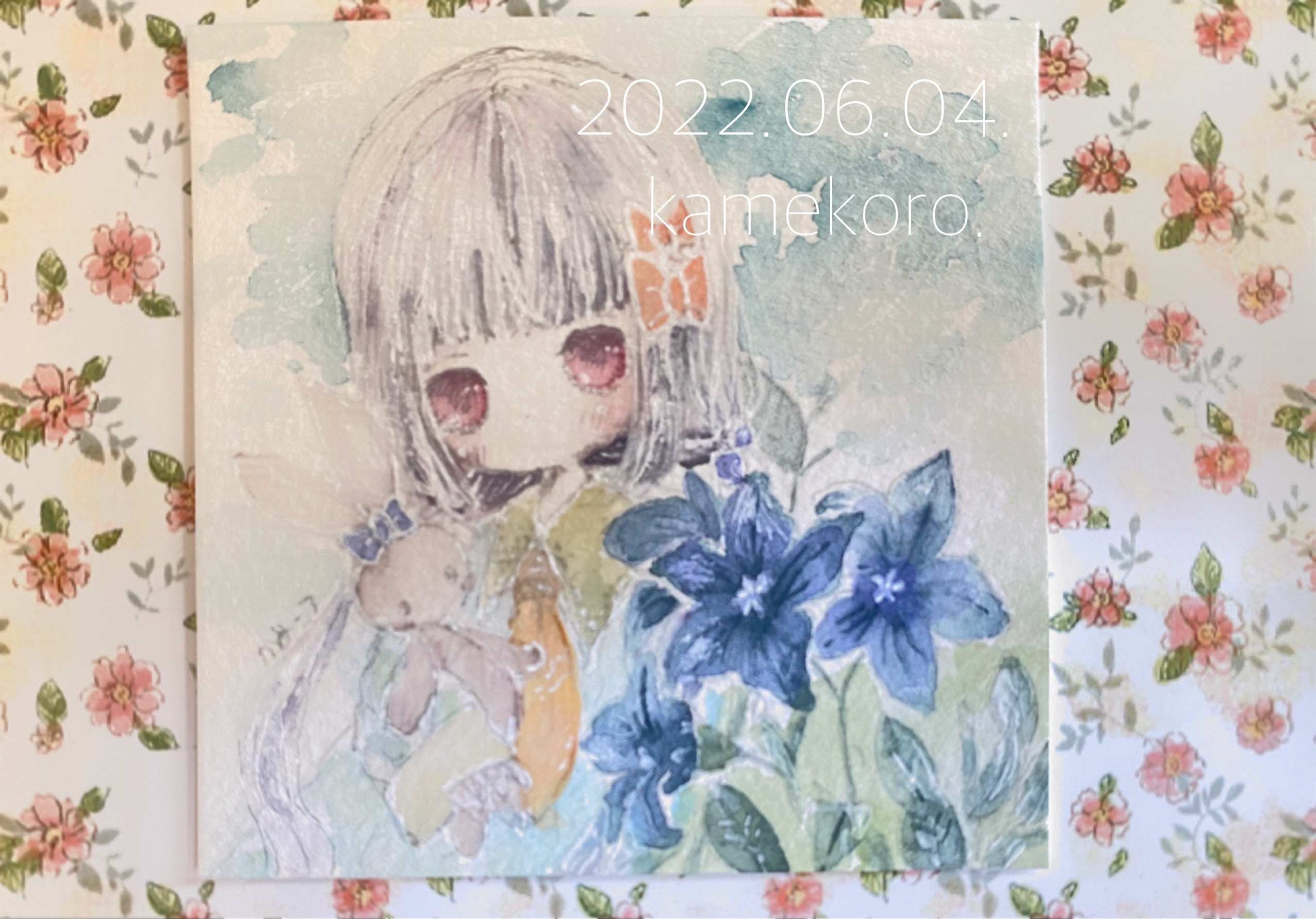 ❤超美人★手書き美人イラスト(220602)★配送無料 手描きイラスト 097】オリジナル原画色紙美人画「ゆめ可愛い世界の