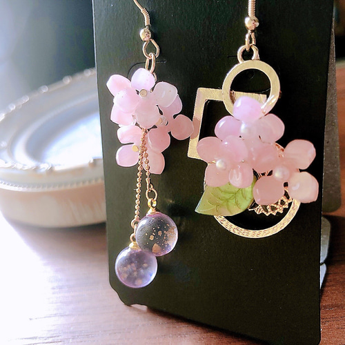 再販♡紫陽花ピアス 再販9【rie.t】本物の紫陽花 ピアス／イヤリング ピアス（スタッド・一