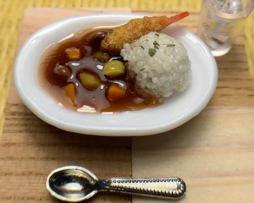 ◇ミニチュアフード カレーライス 海老フライ付き◇ その他置物